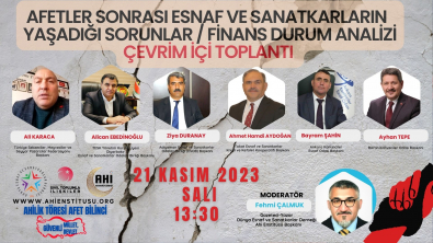 AFETLER SONRASI ESNAF VE SANATKARLARIN YAŞADIĞI SORUNLAR / FİNANS,  DURUM ANALİZİ”